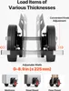 Diagram showing the adjustable width of a hand truck, with examples of items it can carry. Podgląd zdjęcia produktu