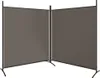 A two-panel room divider with a gray fabric screen and black metal frame, set against a white background. Voir les images du produit