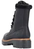 A black lace-up boot with a fur lining, shown from the back. Voir les images du produit