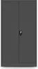 A closed, dark gray metal cabinet with a central lock and key. Anteprima dell’immagine prodotto