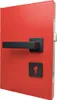 A close-up of a red door with black door hardware. Produktbild-Vorschau
