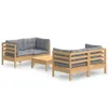 vidaXL 5-tlg. Garten-Lounge-Set mit Grauen Kissen Produktbild-Vorschau 1