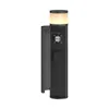 A black bollard light with a gray finish and a lit top. Produktbild-Vorschau