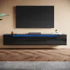 Meuble TV SONNI noir brillant 180 x 35 x 30 cm, équipé Voir les images du produit 1