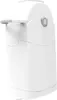 A white diaper pail with a silver handle and a silver circular detail on the side. Produktbild-Vorschau