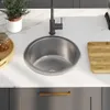 vidaXL Vestavný dřez se sítkem a sifonem z nerezové oceli Náhled obrázku produktu 3