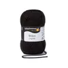 A ball of black yarn with a label. Produktbild-Vorschau
