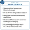 A white background with a blue border and a list of product advantages for a brushless motor. Produktbild-Vorschau
