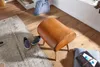 FineBuy Tabouret en cuir véritable / bois massif 45 x 53 x Voir les images du produit 4