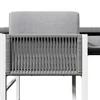 A close-up view of a modern outdoor chair with a grey rope weave and a white frame. Produktbild-Vorschau