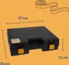 A black tool case with dimensions indicated by arrows and measurements. Produktbild-Vorschau