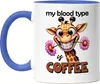 My blood type is coffee Tasse Blau lustiger Spruch Kaffee Produktbild-Vorschau 1