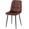 A brown upholstered chair with black metal legs is shown against a white background. Produktbild-Vorschau
