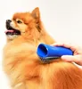 A Pomeranian dog is being brushed with a blue de-shedding tool. Podgląd zdjęcia produktu