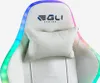 Close-up of the headrest of a white gaming chair with RGB lighting. Produktbild-Vorschau