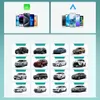 Two panels showing different smartphone operating systems and a grid of car images. Produktbild-Vorschau
