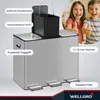 WELLGRO Treteimer 3x15L Silber – Edelstahl mit Softclose & Produktbild-Vorschau 4