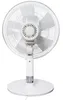 A white electric fan is shown from the front. Produktbild-Vorschau