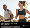 A man and a woman are running outdoors, smiling and wearing earbuds. Produktbild-Vorschau