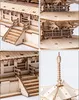 A collage of four close-up images showing details of a wooden 3D puzzle of a five-story pagoda. Voir les images du produit