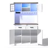 A white and brown cabinet with open doors and drawers, illuminated with blue light. Anteprima dell’immagine prodotto