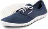 A pair of blue casual shoes with white laces and soles, shown from a slightly elevated side angle. Produktbild-Vorschau