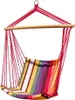 A colorful striped hanging chair suspended from a wooden bar. Náhled obrázku produktu
