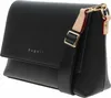 A black Bugatti shoulder bag with a tan and gold strap is shown from a side angle against a white background. Anteprima dell’immagine prodotto