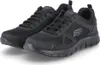 A pair of black Skechers shoes are shown from a slightly elevated side angle against a white background. Produktbild-Vorschau