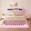 A modern bedroom with a bed featuring LED lighting. Náhled obrázku produktu
