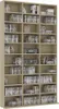 A tall, narrow bookshelf filled with CDs and a stereo system. Náhled obrázku produktu