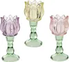 Teelichthalter im Blumendesign 7x16cm Glas 1 Stück sortiert Produktbild-Vorschau 1