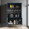 Highboard mit Glastüren in dunkelblau mit goldfarbenen Produktbild-Vorschau 7
