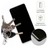A smartphone screen protector is shown next to a set of keys, with marketing text and icons on the right side. Podgląd zdjęcia produktu