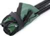 A close-up view of a folded green camping stool, strapped and attached to a black pole. Produktbild-Vorschau