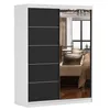 Schwebetürenschrank Kleiderschrank 150 cm Weiß/Schwarz mit Produktbild-Vorschau 4