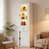 Hochschrank Vitrine, Standvitrine mit 2 Türen, 1 Schublade Produktbild-Vorschau 2