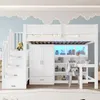 Hochbett mit Schreibtisch, Schrank, Regal, Stauraumtreppe, Produktbild-Vorschau 3