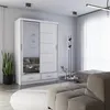 Schwebetürenschrank Kleiderschrank 150 cm Weiß/Weiß matt Produktbild-Vorschau 1