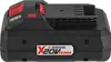 A black battery pack with red accents and a white label with red text. Produktbild-Vorschau