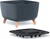 A square planter with wooden legs and a separate black insert. Náhled obrázku produktu