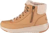 Side view of a brown Skechers boot with a white fluffy lining. Voir les images du produit