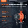 A close-up marketing image of a high-efficiency circulator pump with text overlays highlighting its features and specifications. Produktbild-Vorschau