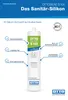 A product image for OTTOSEAL S 105, a sanitary silicone sealant, with feature callouts. Produktbild-Vorschau