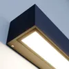 Close-up of a modern, rectangular LED wall light mounted on a textured wall. Produktbild-Vorschau