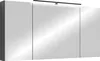 A modern, triple-door mirrored bathroom cabinet with an integrated LED light bar. Náhled obrázku produktu