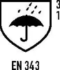 A symbol indicating protection against rain, with the text 'EN 343' below. Produktbild-Vorschau