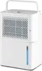 A white electric dehumidifier with a blue water level indicator. Produktbild-Vorschau