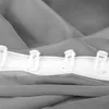 A close-up view of a gray sheer curtain with a white header tape and plastic hooks. Anteprima dell’immagine prodotto