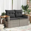 vidaXL Sofa ogrodowa 2-osobowa z poduszkami z szarego Podgląd zdjęcia produktu 2